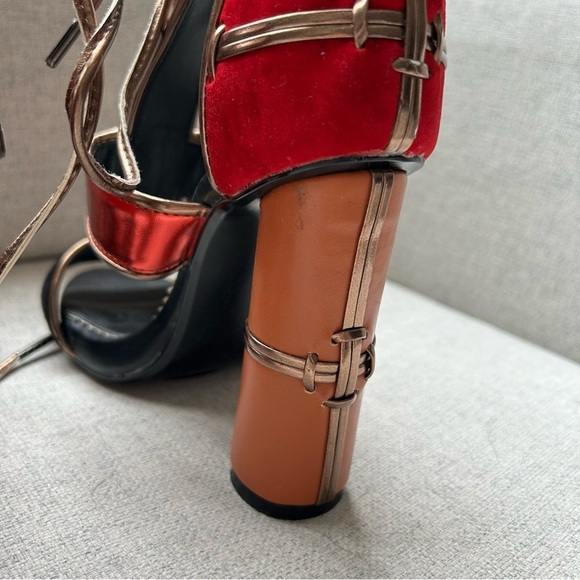 Tom Ford Rare Vintage Leather Suede Patchwork Ankle Strap Sandals Size 37 - Picture 8 of 11